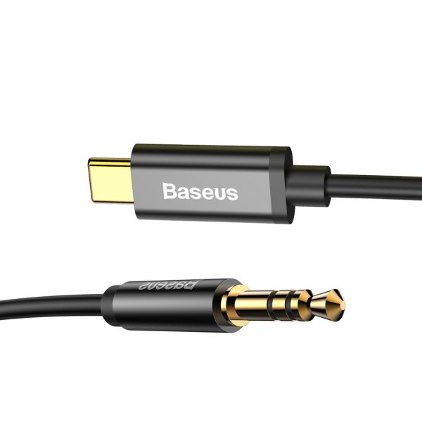 Stereo audio kabelis Aux 3,5 mm mini ligzda - USB -C 120cm - melns