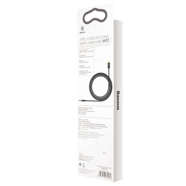 Stereo audio kabelis Aux 3,5 mm mini ligzda - USB -C 120cm - melns