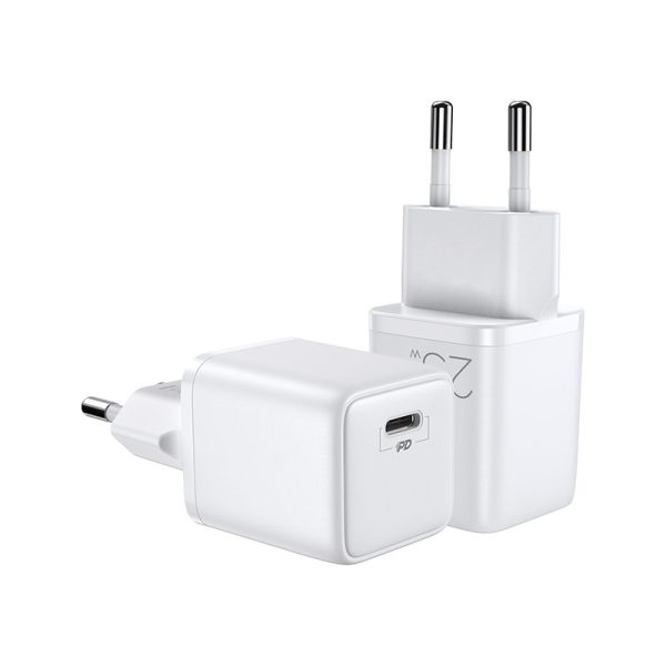 Mazs ātrs lādētājs USB-C PD 5-12V 25W-WHITE lādētājs