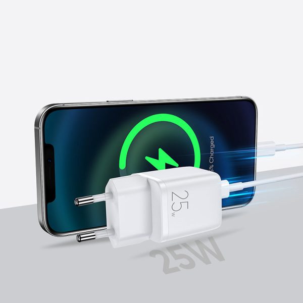 Mazs ātrs lādētājs USB-C PD 5-12V 25W-WHITE lādētājs