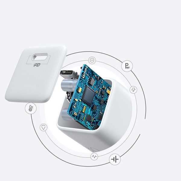 Mazs ātrs lādētājs USB-C PD 5-12V 25W-WHITE lādētājs