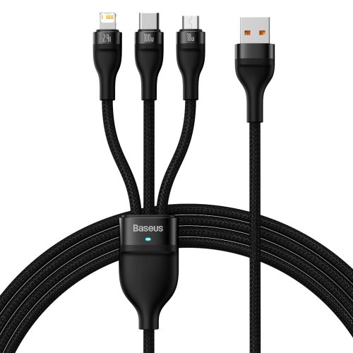 3in1 USB kabelis USB -C / iPhone zibens / mikro USB 1