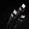 3in1 USB kabelis USB -C / iPhone zibens / mikro USB 1,2m - melns