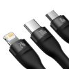 3in1 USB kabelis USB -C / iPhone zibens / mikro USB 1,2m - melns
