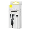3in1 USB kabelis USB -C / iPhone zibens / mikro USB 1,2m - melns