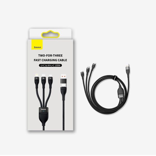 Cable 4in1 USB+USB-C USB-C / iPhone Lightning / Micro USB 1,2m-Black