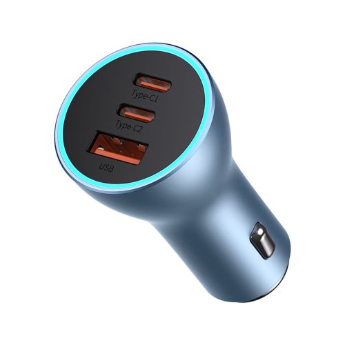 Pro USB-A Car Charger + 2x USB-C 65W QC4.0-Blue