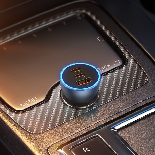 Pro USB-A Car Charger + 2x USB-C 65W QC4.0-Blue