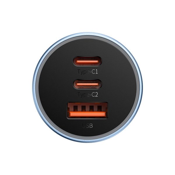 Pro USB-A Car Charger + 2x USB-C 65W QC4.0-Blue