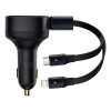 2in1 USB -C -C + iPhone Lightning automašīnas lādētājs 75cm 30W kabelis -melns