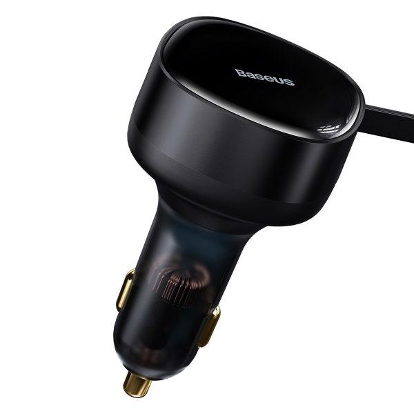 2in1 USB -C -C + iPhone Lightning automašīnas lādētājs 75cm 30W kabelis -melns