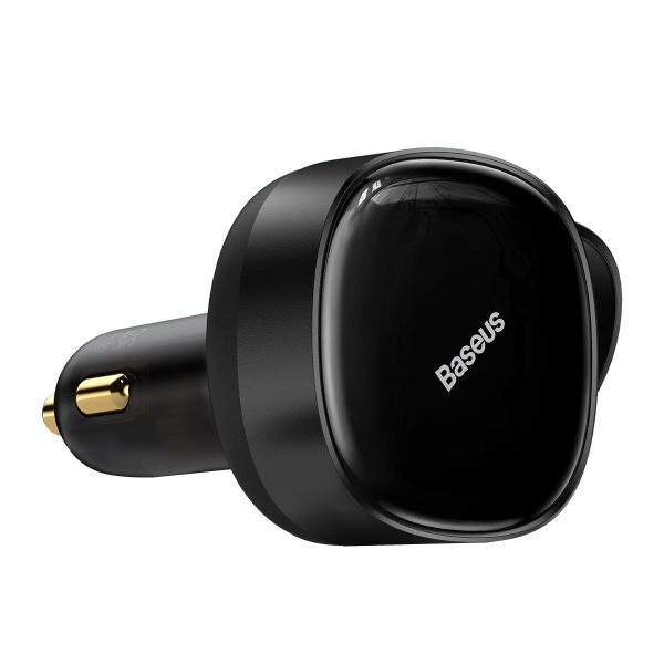 2in1 USB -C -C + iPhone Lightning automašīnas lādētājs 75cm 30W kabelis -melns