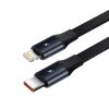 2in1 USB -C -C + iPhone Lightning automašīnas lādētājs 75cm 30W kabelis -melns