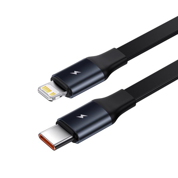 2in1 USB -C -C + iPhone Lightning automašīnas lādētājs 75cm 30W kabelis -melns