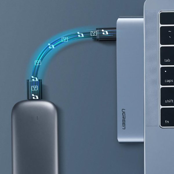 Hub adapteris MacBook Pro / Air 2X USB-C 3X USB 3.0 / TF / SD / USB-C-GRAY