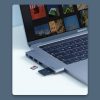 Hub adapteris MacBook Pro / Air 2X USB-C 3X USB 3.0 / TF / SD / USB-C-GRAY