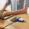 Divkāršs Qi bezvadu lādētājs ar USB -C 20W displeju - melns