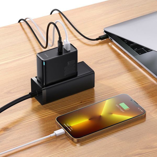 Ātrs Universal Gan5 Pro USB -C / USB 100W tīkla lādētājs - melns