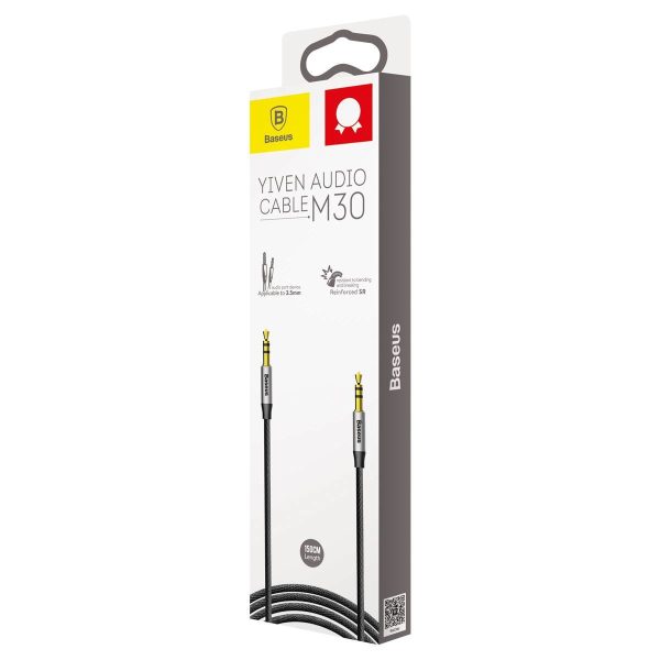 Kabeļa stereo yiven M30 Aux 3,5 mm mini ligzda 1,5 m - sudraba -BLACK