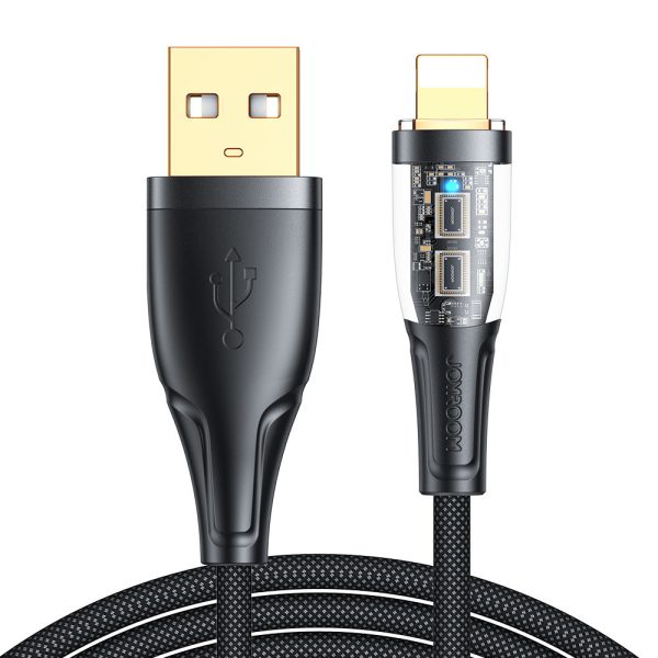 Kabeļa kabelis ar inteliģentu USB -A slēdzi - iPhone zibens 1,2 m - melns
