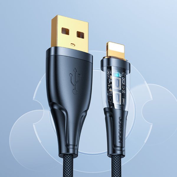 Kabeļa kabelis ar inteliģentu USB -A slēdzi - iPhone zibens 1,2 m - melns