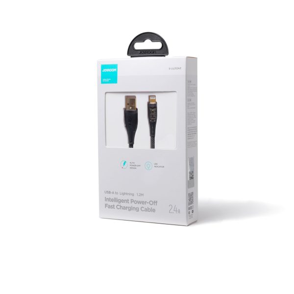 Kabeļa kabelis ar inteliģentu USB -A slēdzi - iPhone zibens 1,2 m - melns