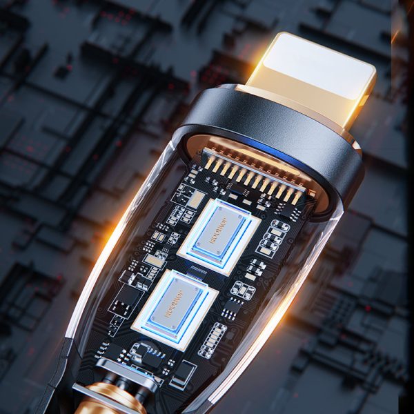 Kabeļa kabelis ar inteliģentu USB -A slēdzi - iPhone zibens 1,2 m - melns