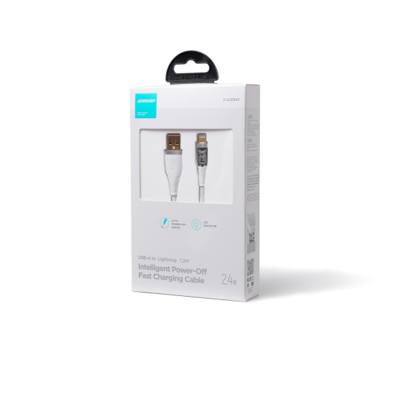 Kabeļa kabelis ar inteliģentu USB -A slēdzi - iPhone zibens 1,2 m - balts