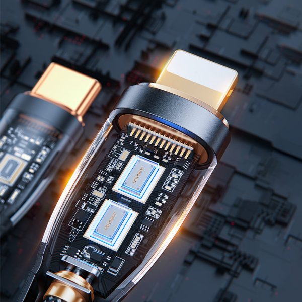 Kabeļa kabelis ar inteliģentu USB -C slēdzi - iPhone zibens 1,2 m - melns