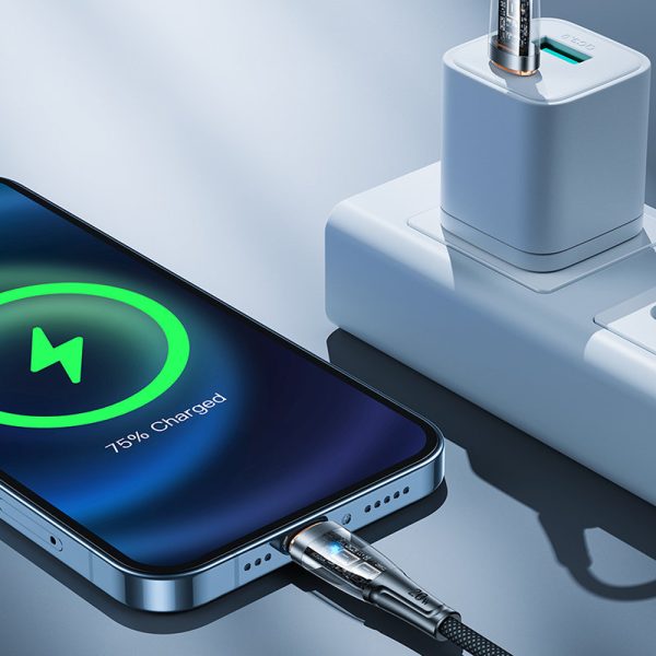 Kabeļa kabelis ar inteliģentu USB -C slēdzi - iPhone zibens 1,2 m - melns