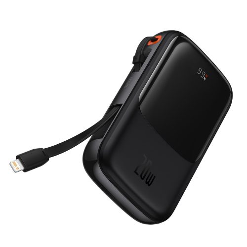 PowerBank 1000MAH USB USB-C iphone zibens + USB-C kabelis-melns