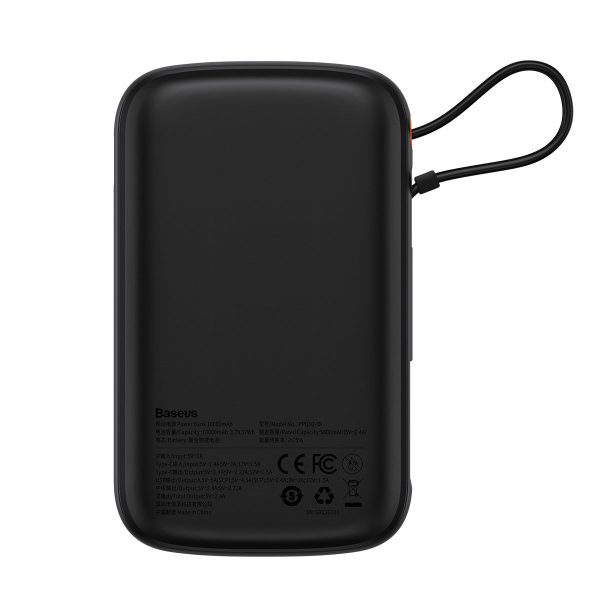 PowerBank 1000MAH USB USB-C iphone zibens + USB-C kabelis-melns
