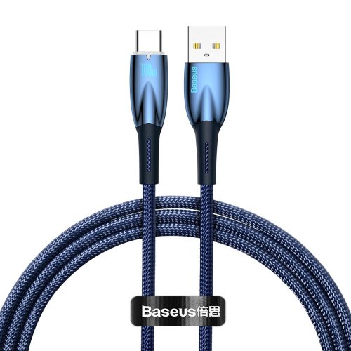 Kabelis Kabelis ātrai uzlādēšanai mirdzošam USB -A - USB -C 1M - zilā krāsā