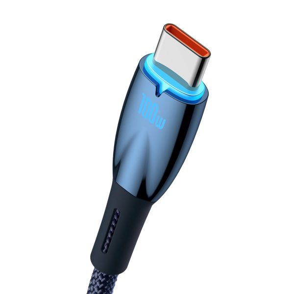 Kabelis Kabelis ātrai uzlādēšanai mirdzošam USB -A - USB -C 1M - zilā krāsā