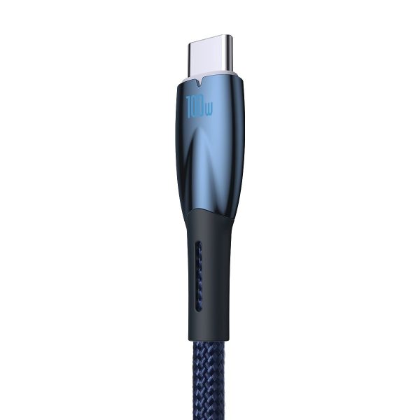 Kabelis Kabelis ātrai uzlādēšanai mirdzošam USB -A - USB -C 1M - zilā krāsā
