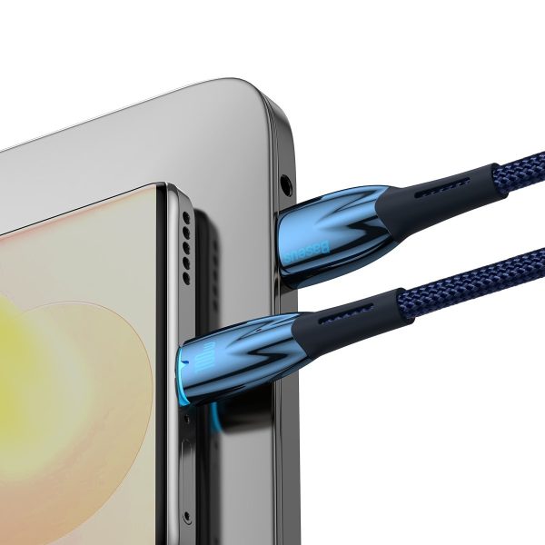 Kabelis Kabelis ātrai uzlādēšanai mirdzošam USB -A - USB -C 1M - zilā krāsā