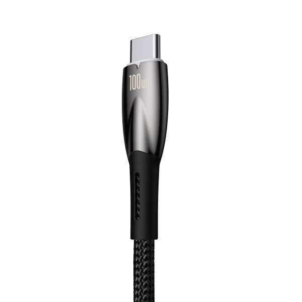 Kabelis Fast Glimmer USB -A - USB -C 2M - melns kabelis