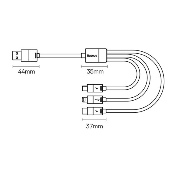 Kabelis Kabelis Starspeed 3in1 USB - Micro USB / iPhone zibens / USB -C 1,2m - melns