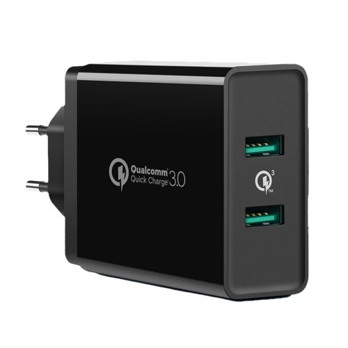 2x USB -A 36W QC3.0 tīkla lādētājs - melns