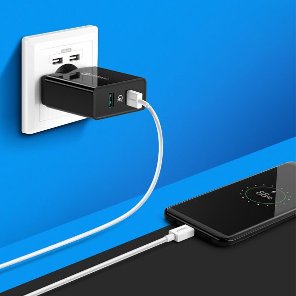 2x USB -A 36W QC3.0 tīkla lādētājs - melns