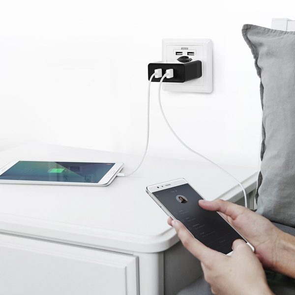 2x USB -A 36W QC3.0 tīkla lādētājs - melns