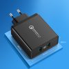 2x USB -A 36W QC3.0 tīkla lādētājs - melns