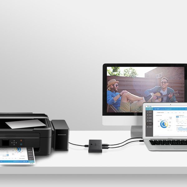 Slēdzis adapteris slēdzis 2x USB -B - USB -A - melns