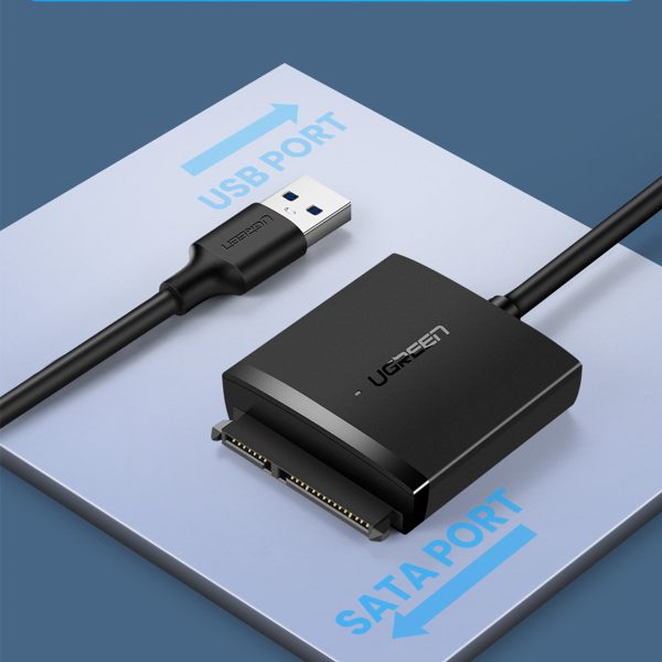 HDD adaptera kabelis un SSD SATA 2,5 '' / 3,5 '' USB no 3.0 līdz 12TB - melns
