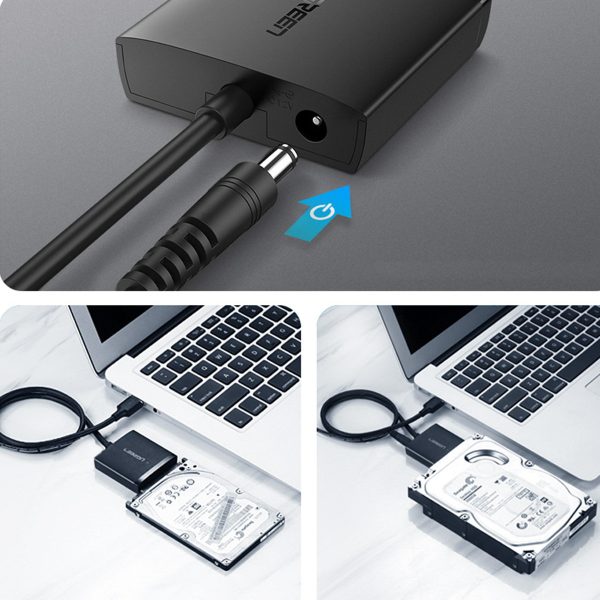 HDD adaptera kabelis un SSD SATA 2,5 '' / 3,5 '' USB no 3.0 līdz 12TB - melns