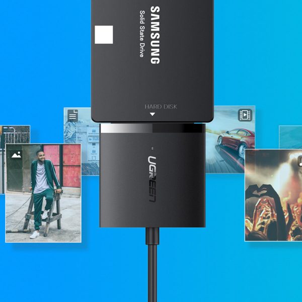 HDD adaptera kabelis un SSD SATA 2,5 '' / 3,5 '' USB no 3.0 līdz 12TB - melns