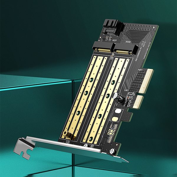 Pagarinājuma kartes adapteris PCIe 3.0 X4 Papildu divi SSD sloti M.2 M-Key un M.2 B-Key