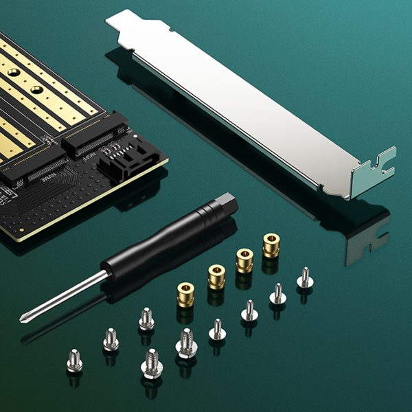 Pagarinājuma kartes adapteris PCIe 3.0 X4 Papildu divi SSD sloti M.2 M-Key un M.2 B-Key