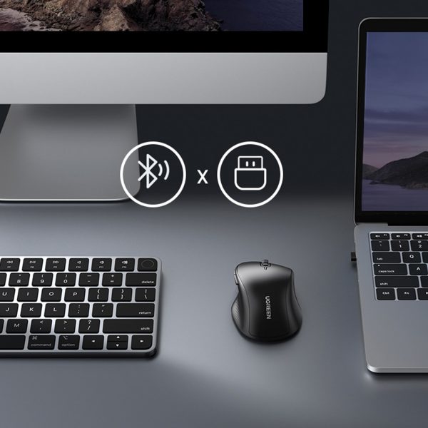 Klusais ergonomiskais bezvadu datora pele 2x AA - melns