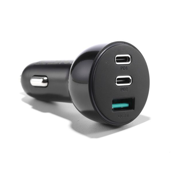 Automašīnas lādētājs vieglākiem 3 USB portiem un 2x USB -C 70W - melns